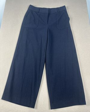 Amanda & Chelsea Navy Wide Leg Crop Pants Sz 8 Career Workwear Office Siren